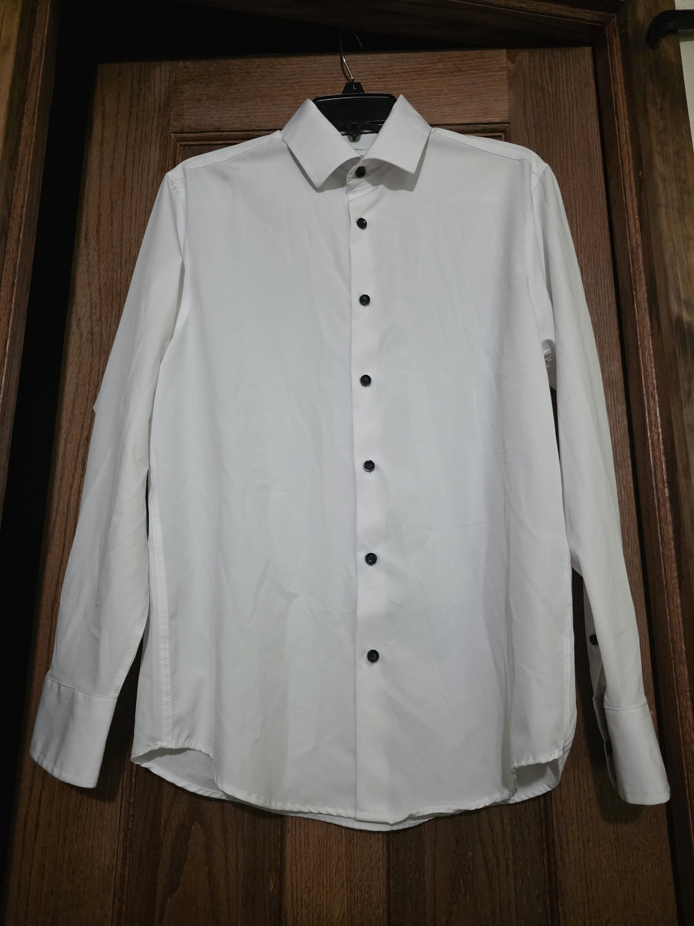 Con.Struct Slim Fit 4 Way Classic White Men's Dress Shirt with Contrast Buttons